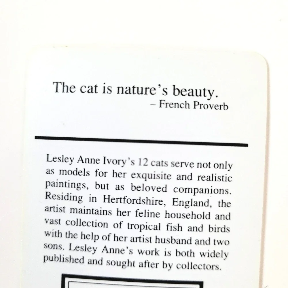 Vintage 90s Lesley Ivory Cats Card Bookmark- Spiro in Primulas 1990 Antioch W213